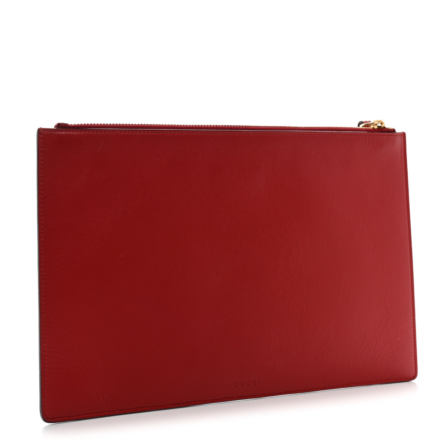 Gucci GG Supreme Monogram Bosco Patch Zip Pouch Beige Malva Hibiscus Red 3 of 9