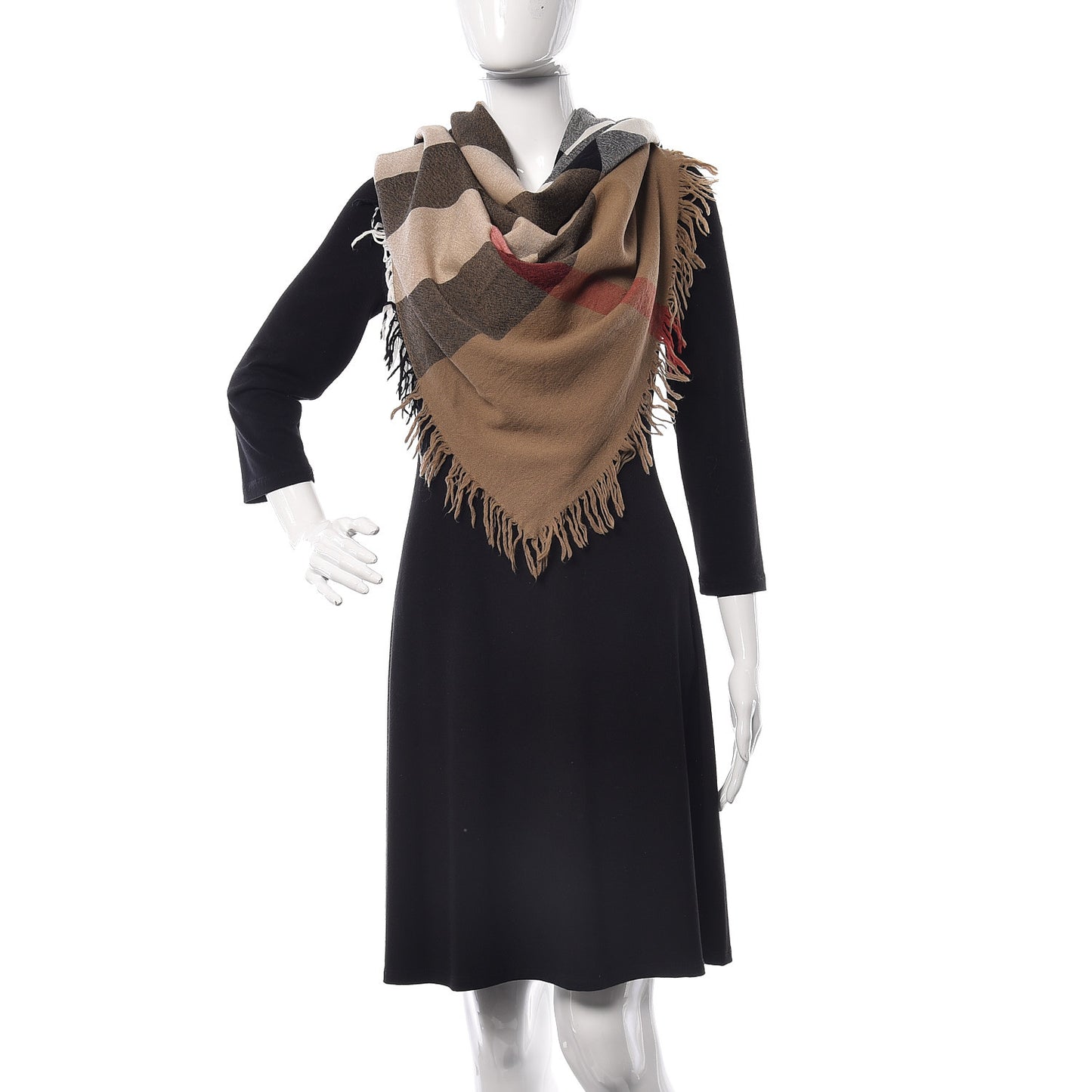 Merino Wool House Check Scarf Brown