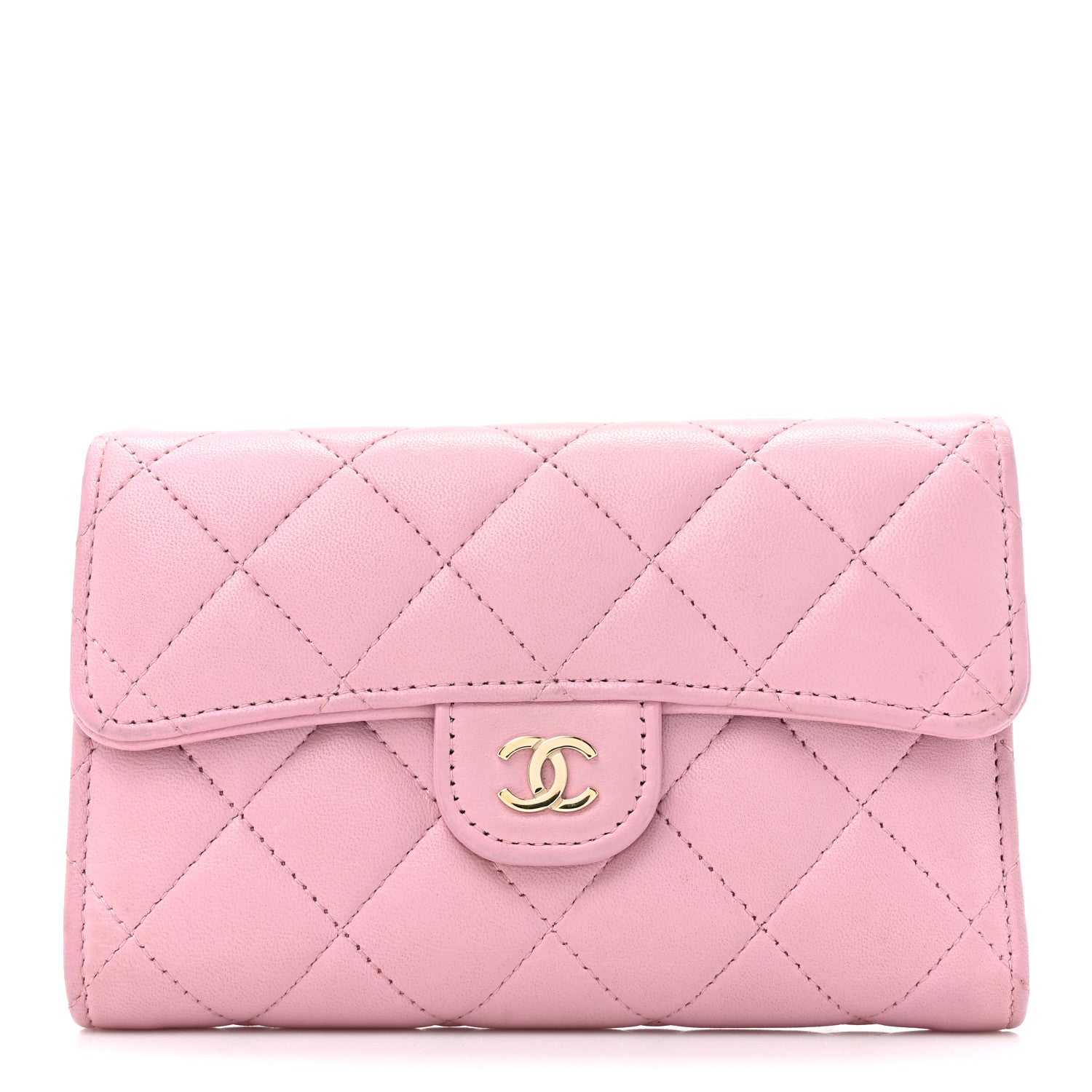 Chanel Lambskin Quilted Medium Flap Wallet Pink 1 of 15