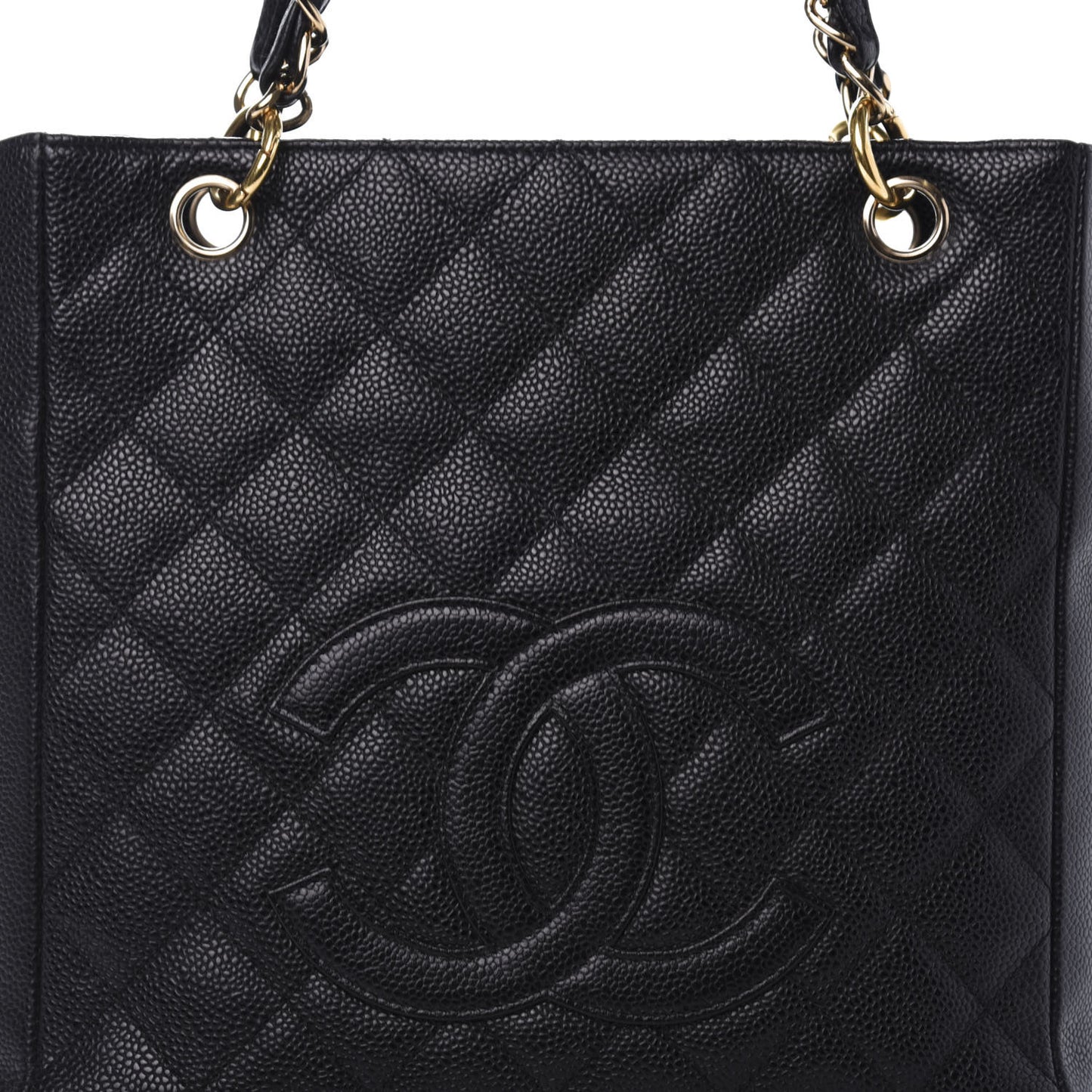 Caviar Quilted Petit Shopping Tote PST Black