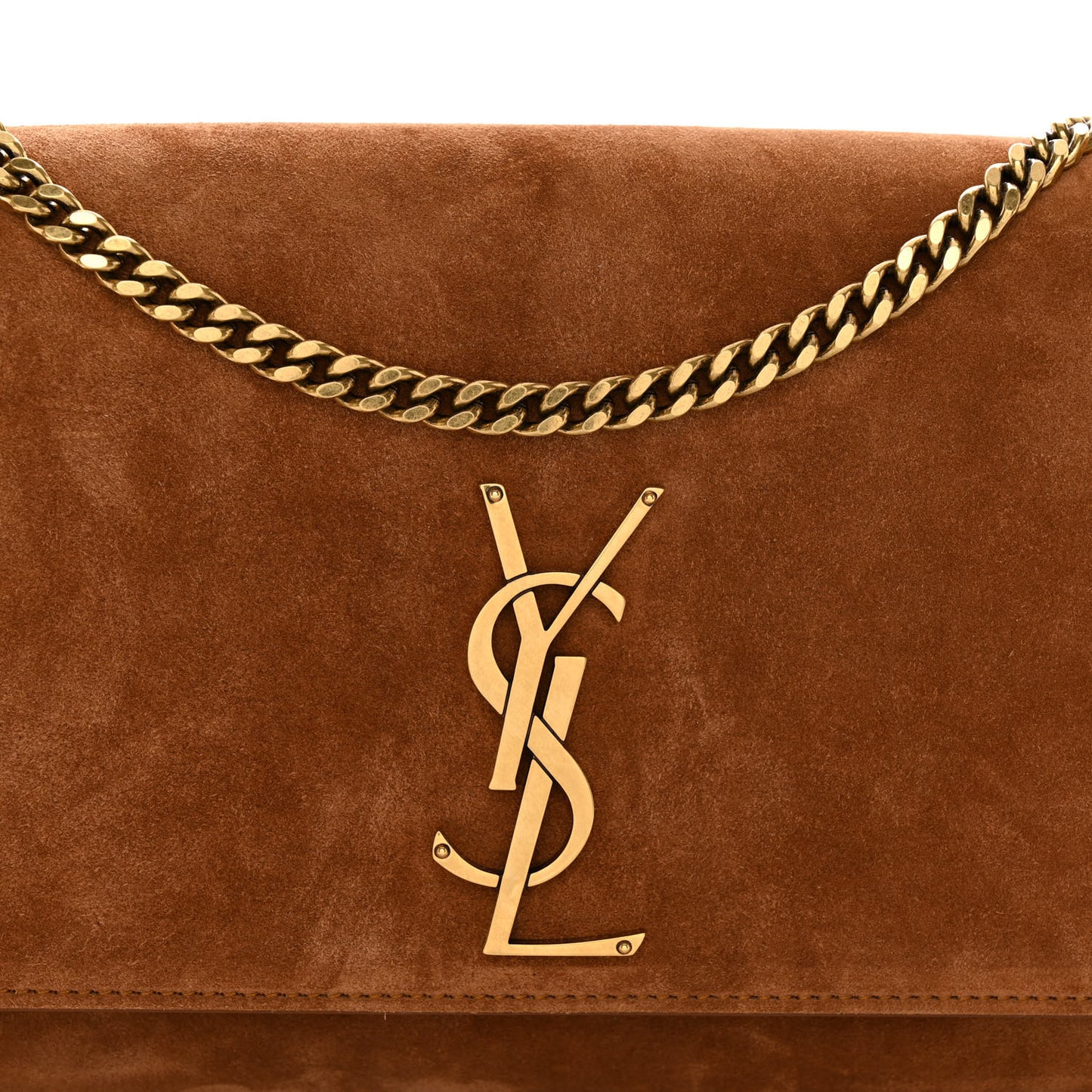 Suede Medium Monogram Kate Satchel Macaron