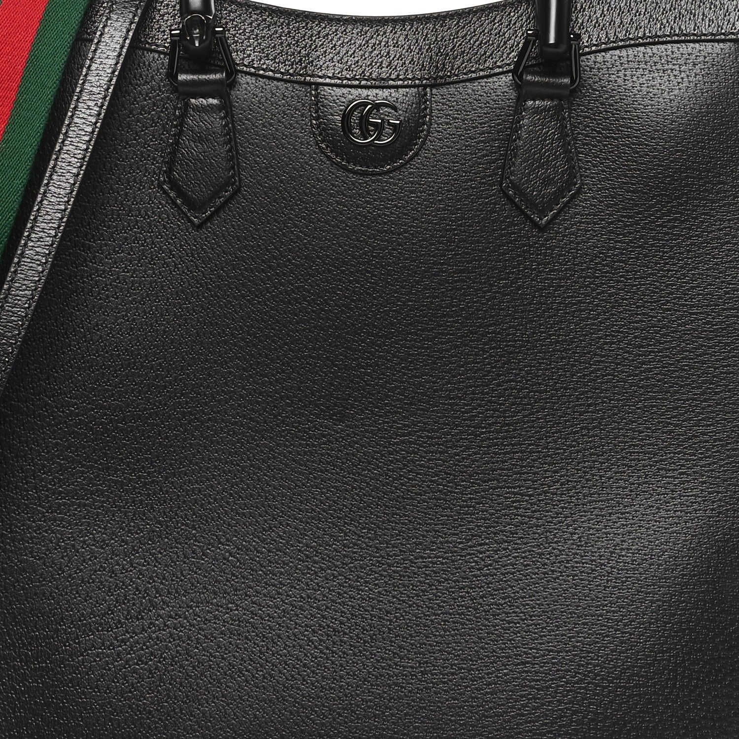 Gucci Textured Dollar Calfskin Web Monochrome Large Diana Tote Bag Black 8 of 10