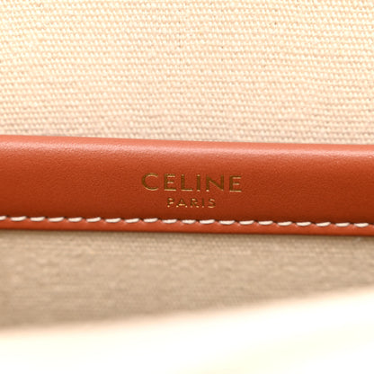Celine Canvas Calfskin Triomphe Print Small Cabas Thais White 6 of 9
