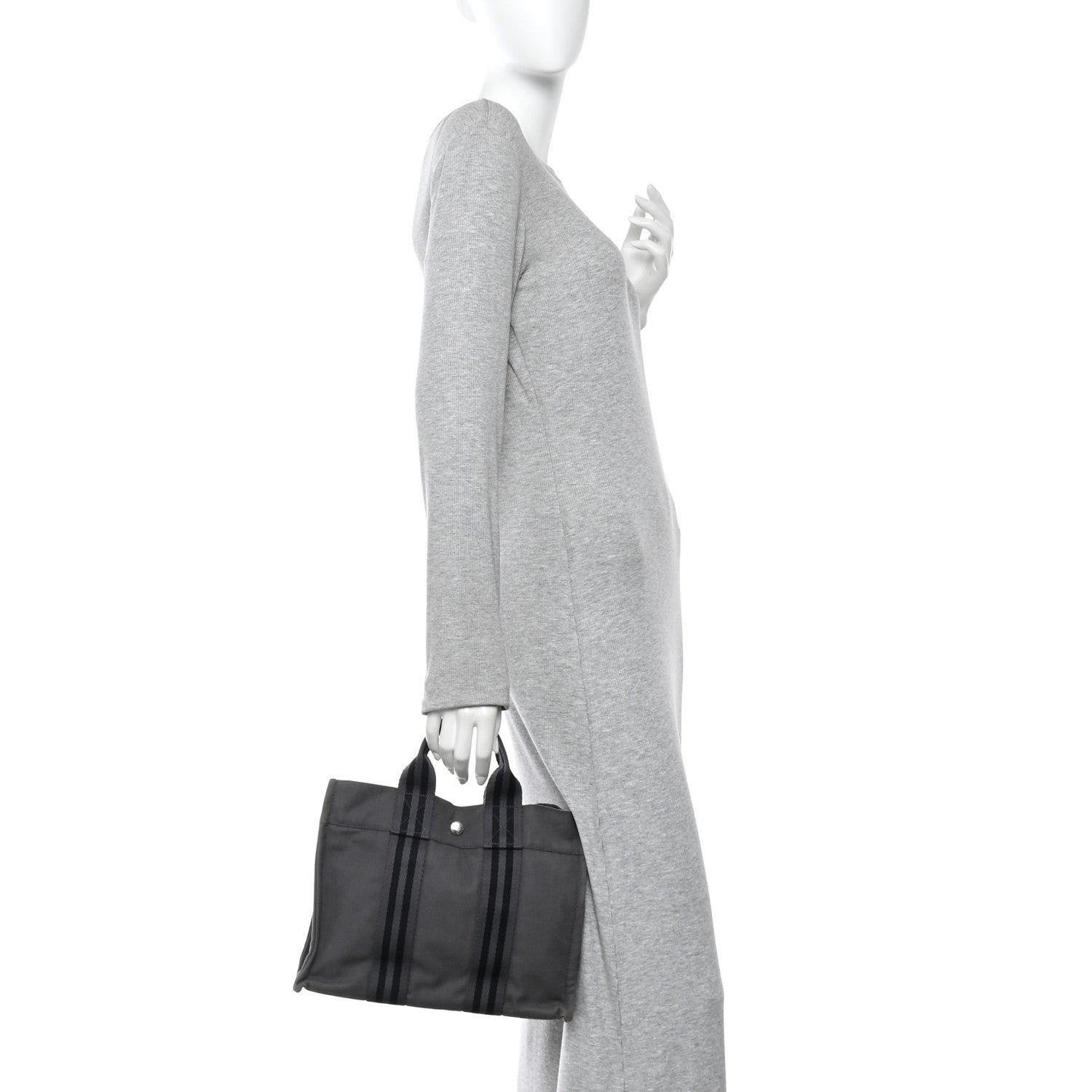Hermes Canvas Tout Fourre PM Grey 2 of 10