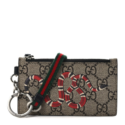 Gucci GG Supreme Monogram Kingsnake Lanyard Coin Case Card Holder 1 of 8