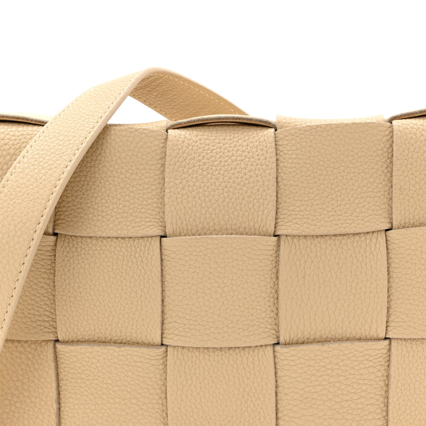 Grained Calfskin Maxi Intrecciato Cassette Crossbody Bag Porridge