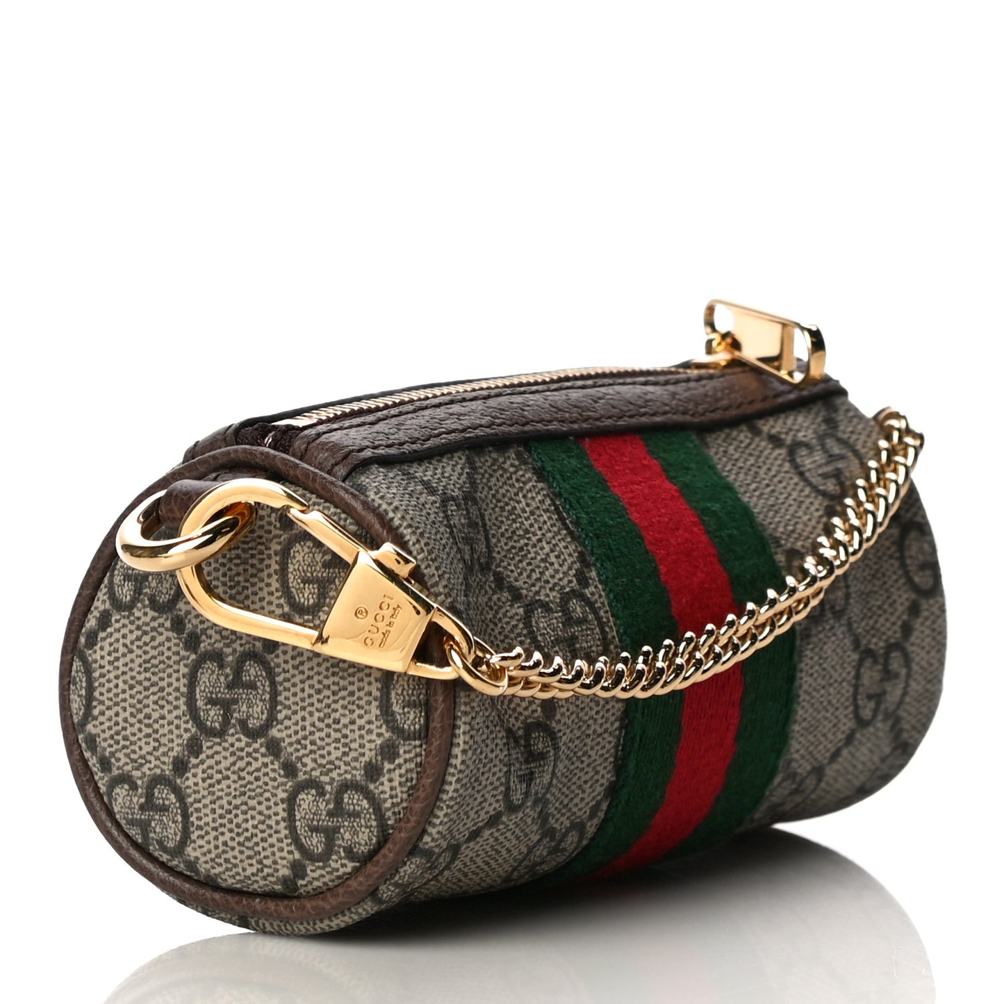 GG Supreme Monogram Web Ophidia Barrel Coin Purse Beige New Acero