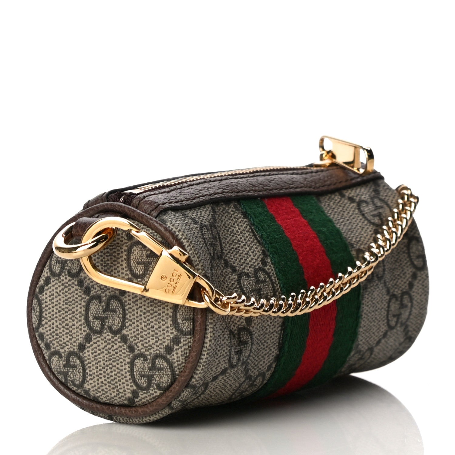 Gucci GG Supreme Monogram Web Ophidia Barrel Coin Purse Beige New Acero 3 of 11