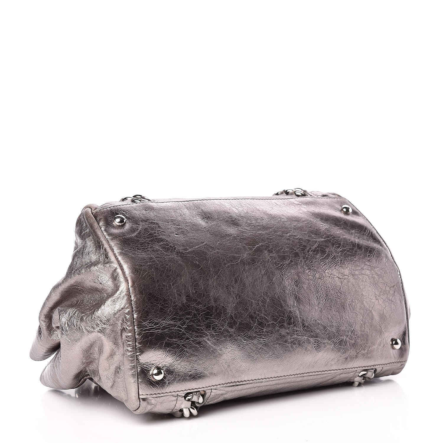 Chanel Metallic Cracked Calfskin Modern Chain Tote Dark Silver 4 of 16