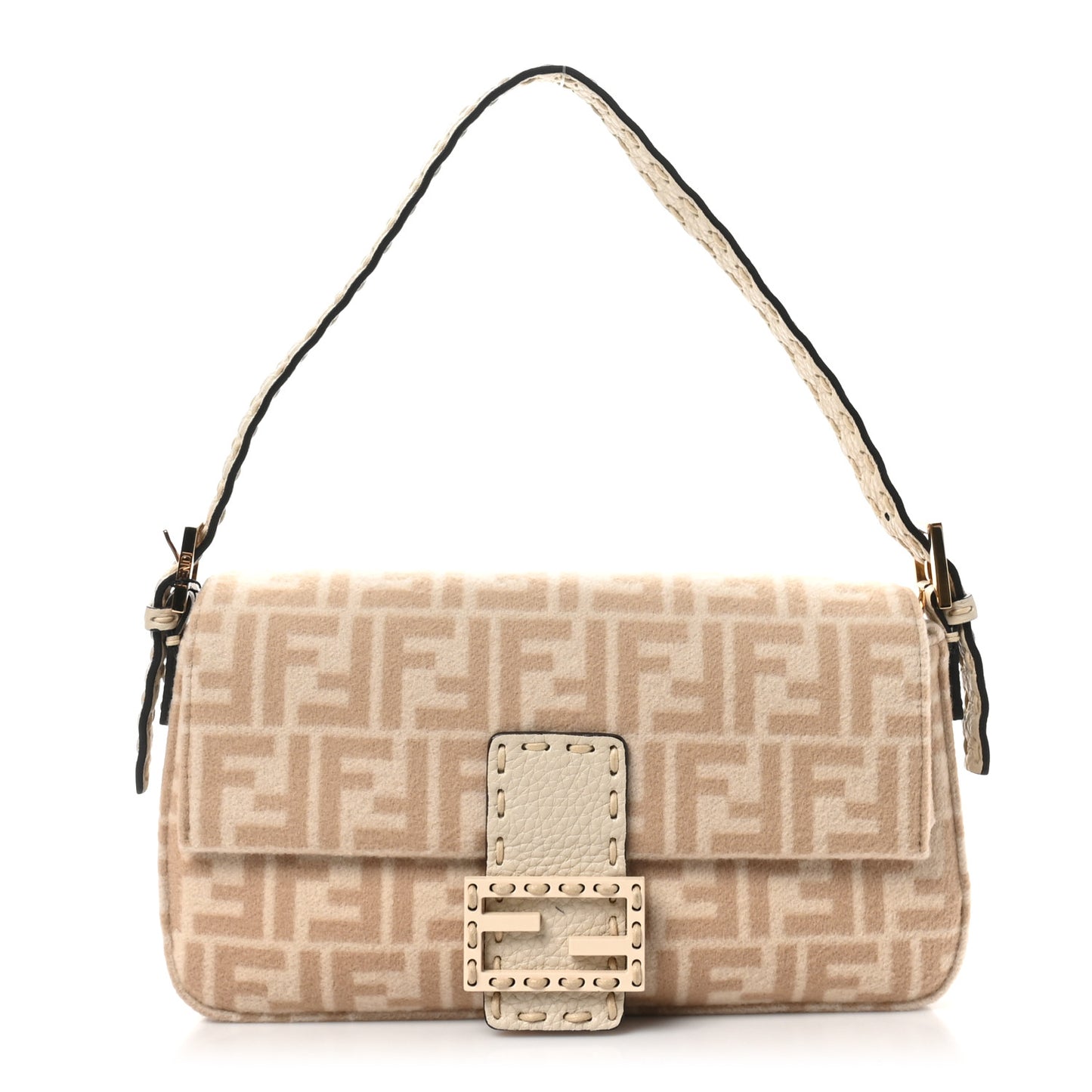 Wool Cuoio Romano Selleria FF 1974 Baguette 1997 Beige Cammello Camelia