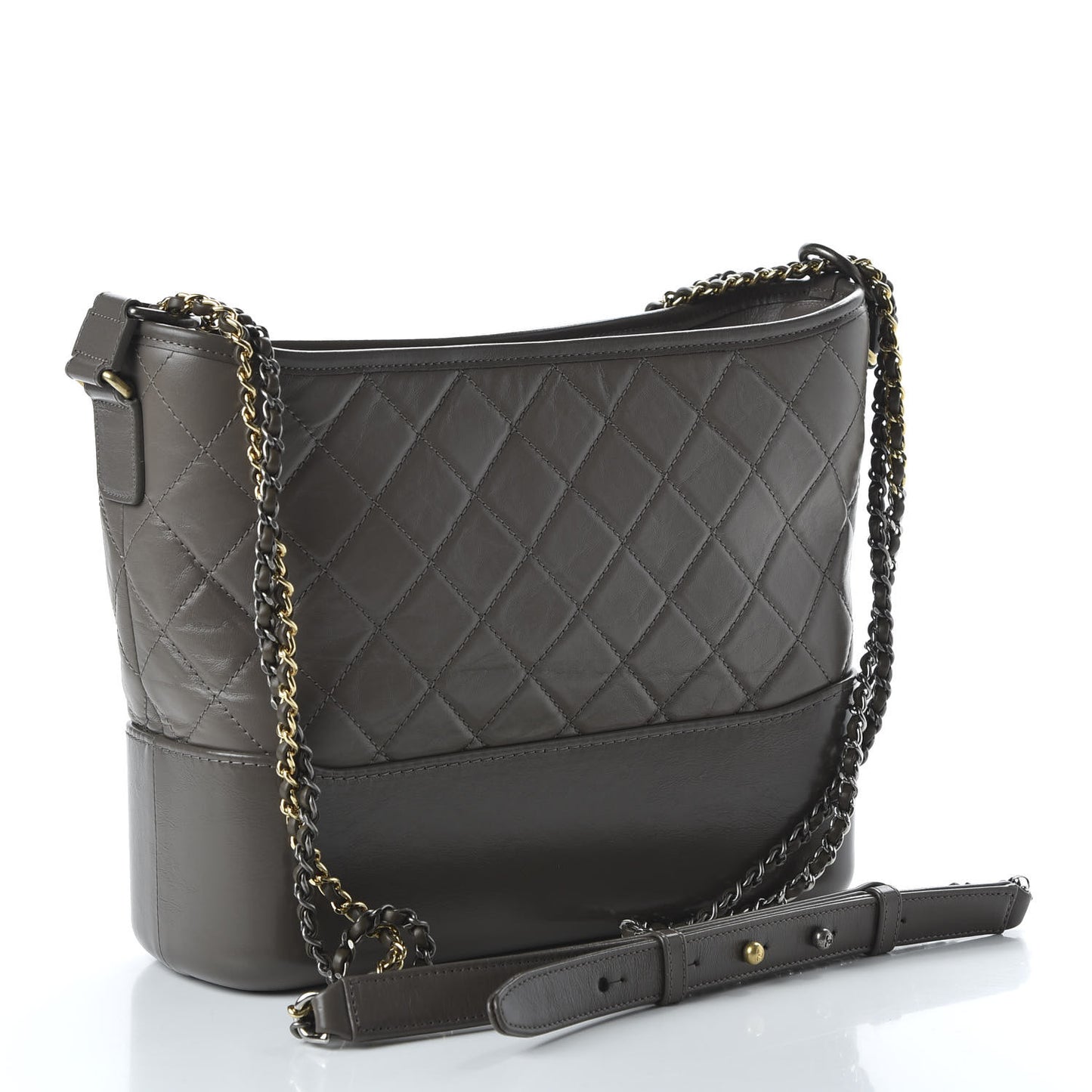 Aged Calfskin Quilted Medium Gabrielle Hobo Grey