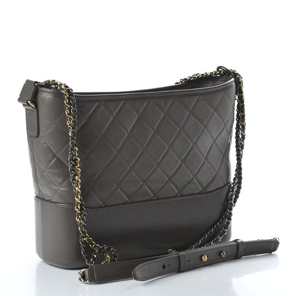 Chanel Aged Calfskin Quilted Medium Gabrielle Hobo Grey 2 of 9