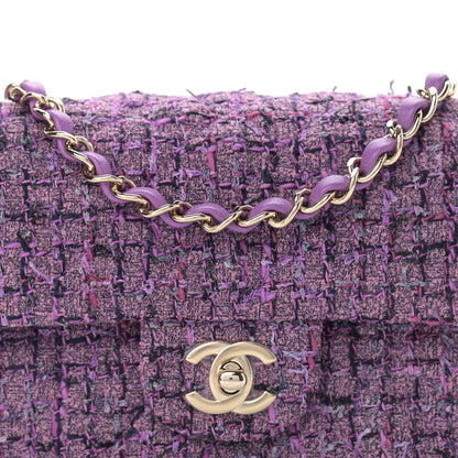Chanel Tweed Quilted Mini Rectangular Flap Light Purple Pink Navy 8 of 11