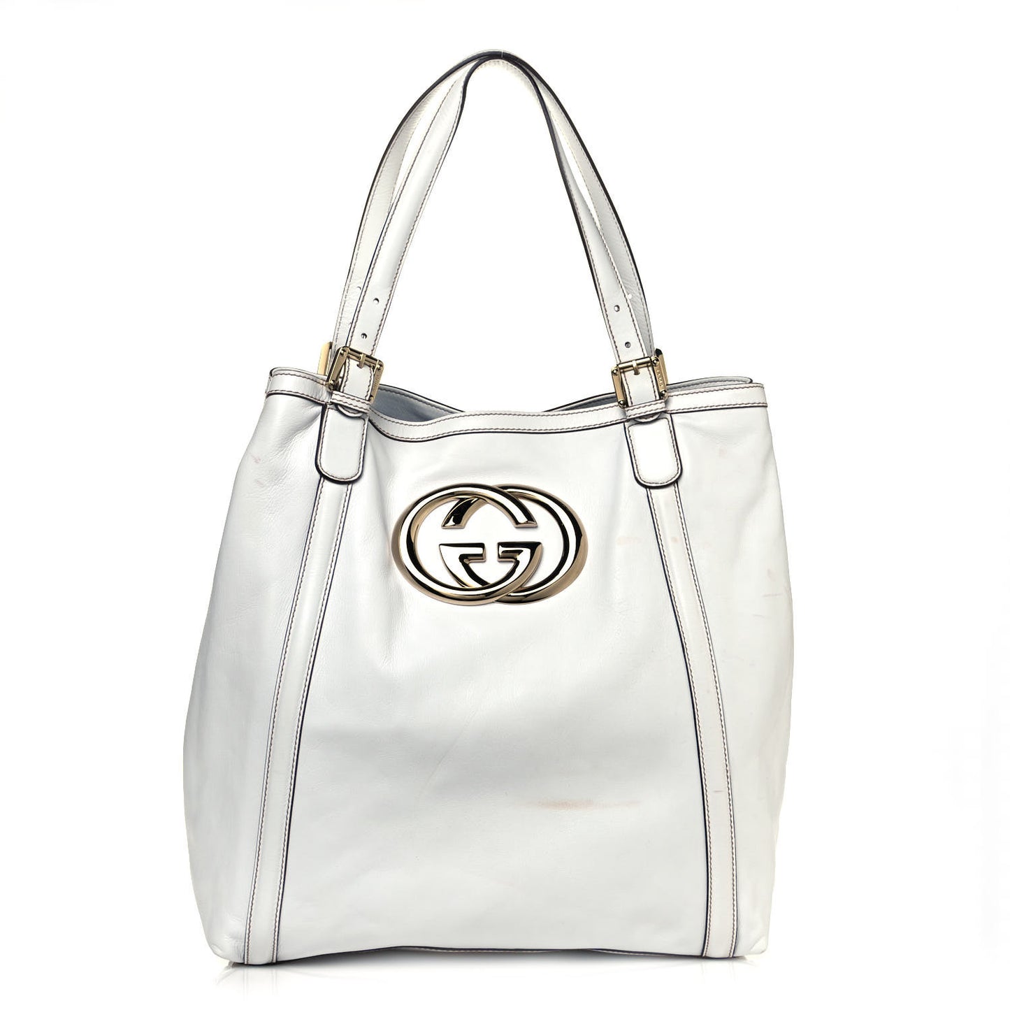 Calfskin Large Britt Shoulder Bag Off White