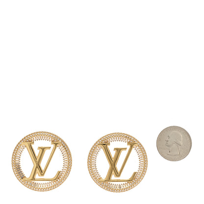 Louis Vuitton Metal Crystal Sparkling Louise Earrings Gold 2 of 5