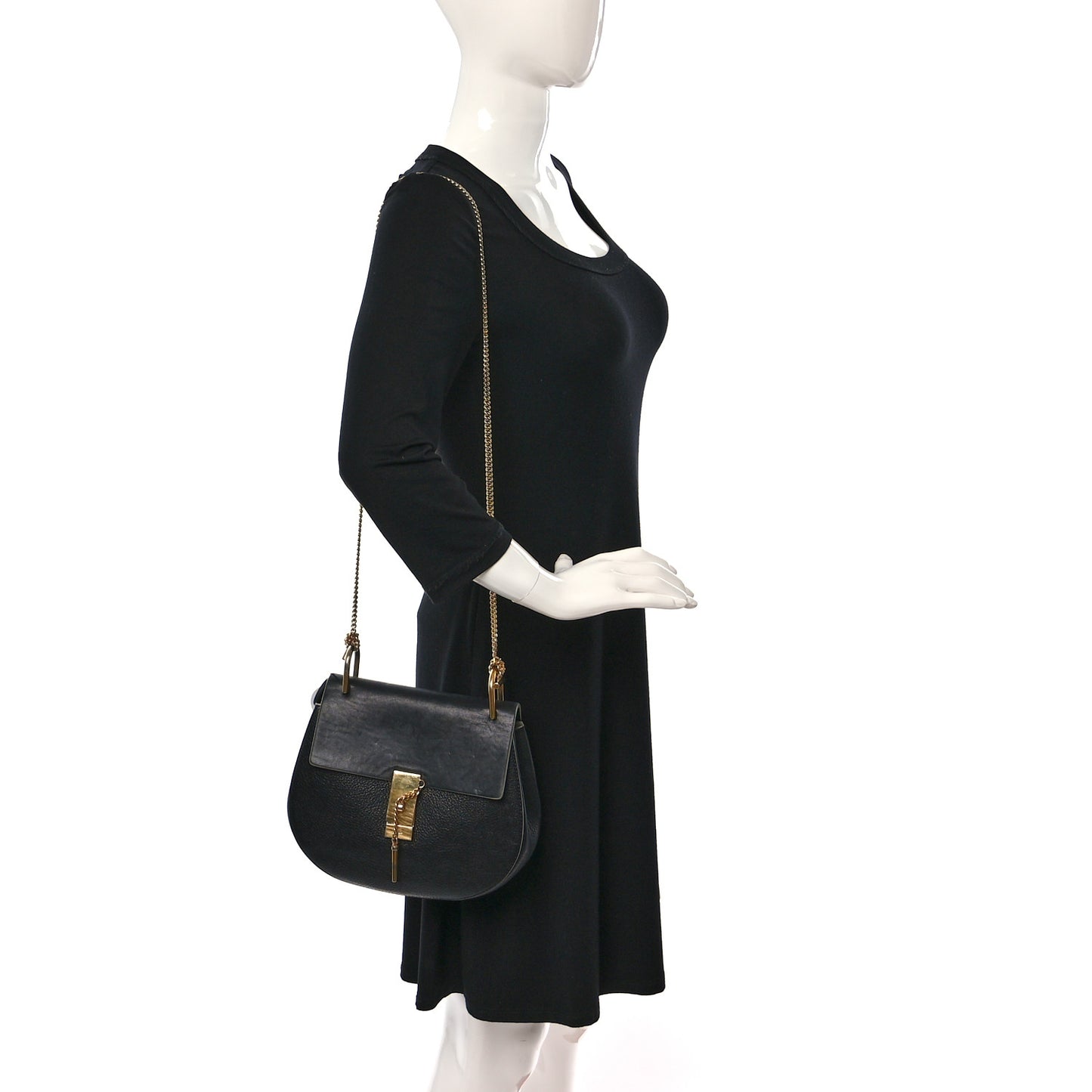 Grained Lambskin Drew Shoulder Bag Black