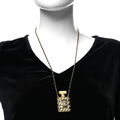 Chanel Crystal Pearl Perfume Bottle CC Necklace Gold 2 of 5