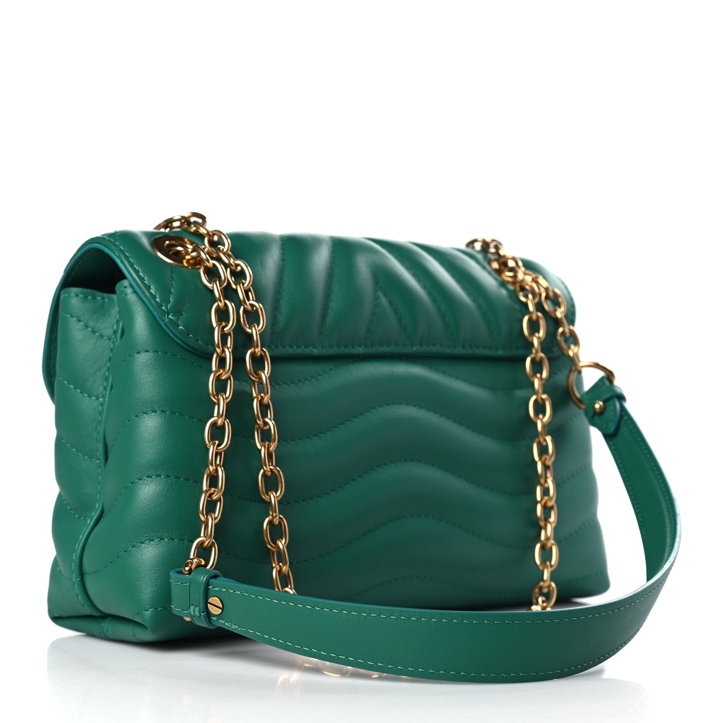 Calfskin New Wave Chain Bag MM NM Emerald