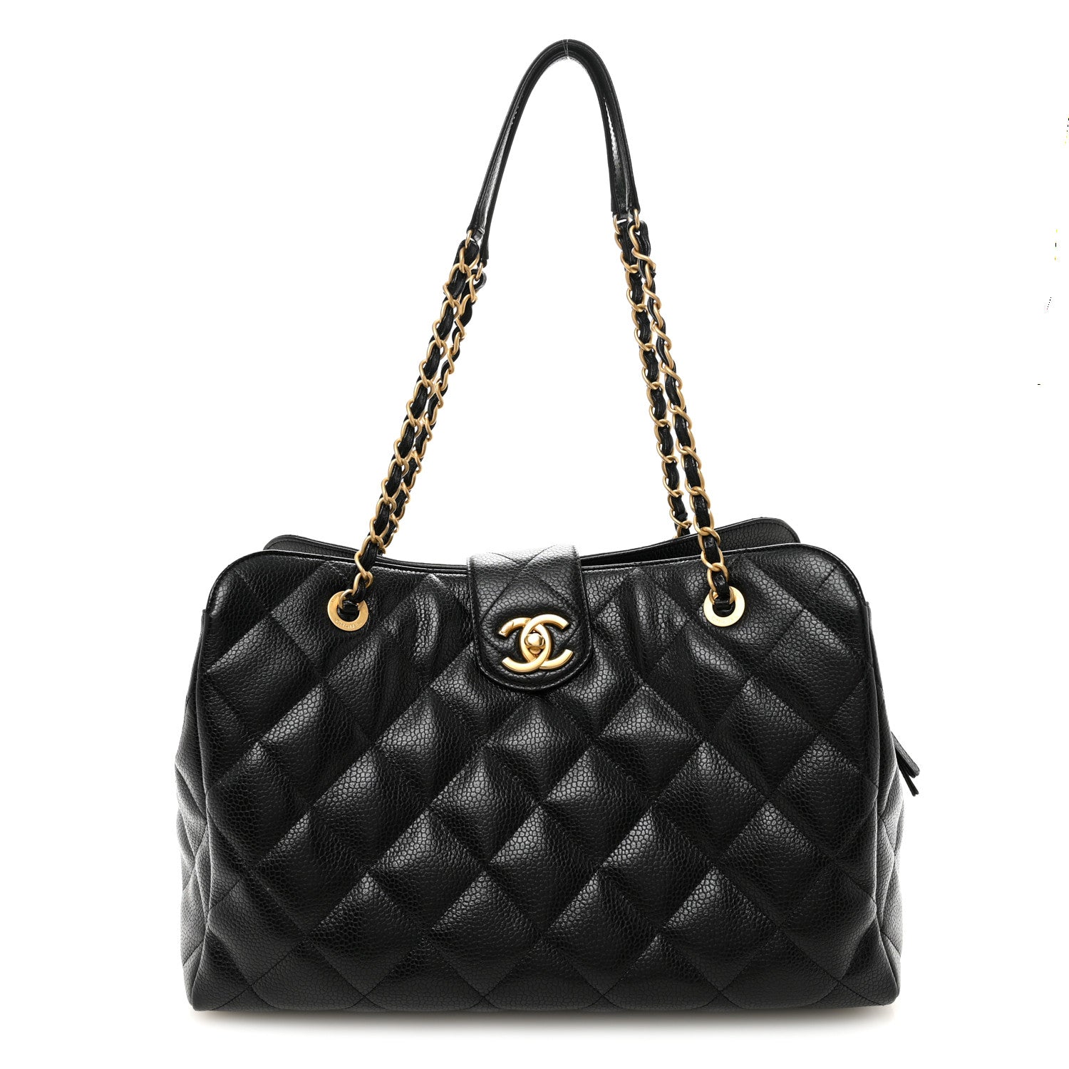 Chanel Metallic Grained Calfskin Quilted Shopping Tote Black 1 of 11