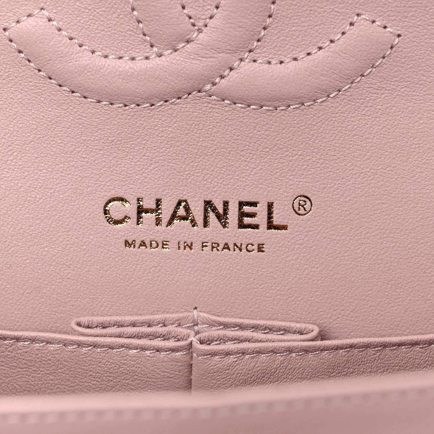 Calfskin Chevron Quilted Medium Double Flap Light Pink