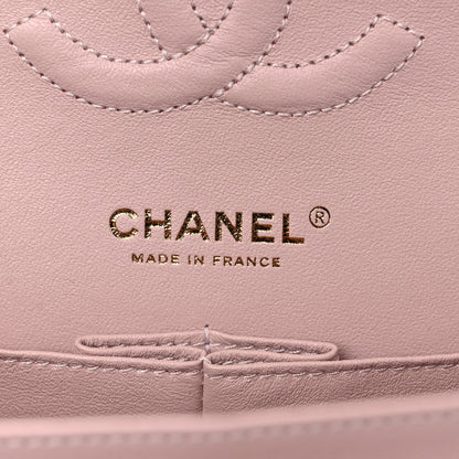 Chanel Calfskin Chevron Quilted Medium Double Flap Light Pink 6 of 8