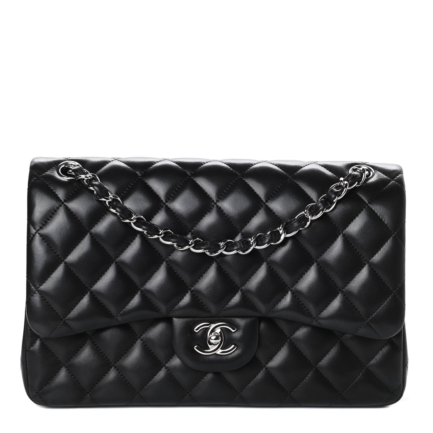 Chanel Lambskin Quilted Jumbo Double Flap Black 1 of 10