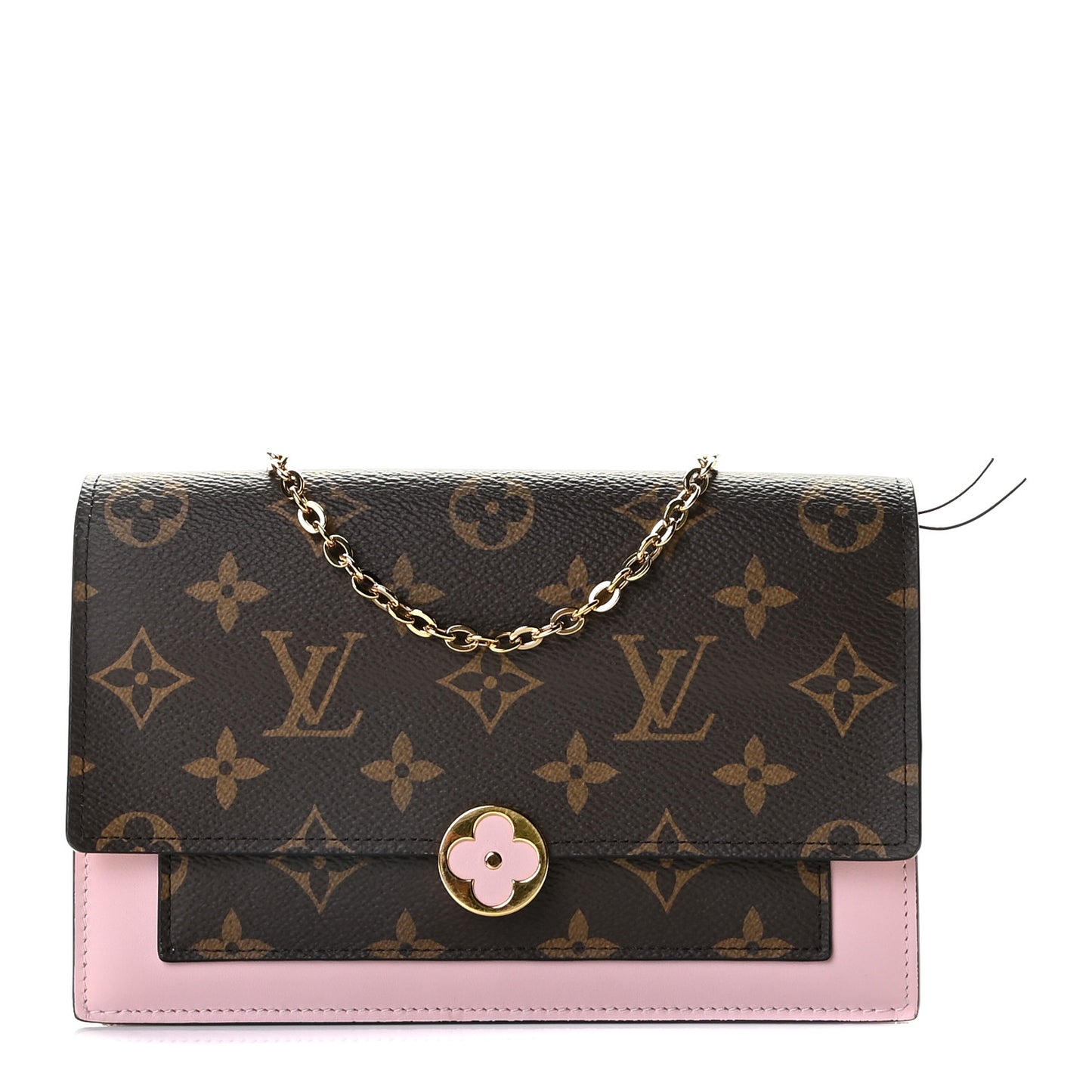 Monogram Flore Chain Wallet Rose Ballerine