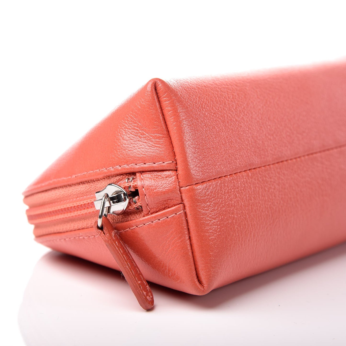 Goatskin Jacket Embossed Cosmetic Case Orange