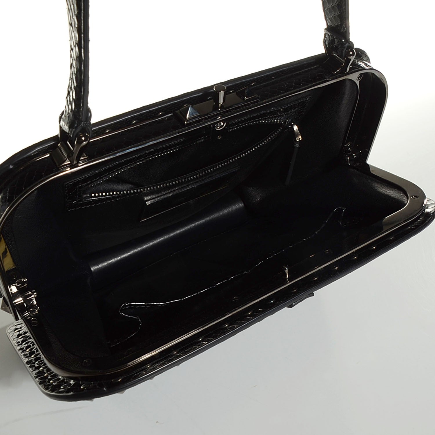 Valentino Garavani Python Mini Rockstud Frame Bag Black 7 of 8