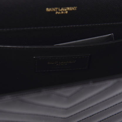 Saint Laurent Grain De Poudre Matelasse Chevron Medium Monogram Satchel Black 8 of 9