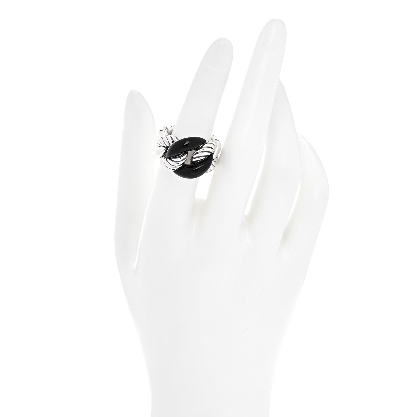 Sterling Silver Black Ceramic Belmont Ring 51 5.75