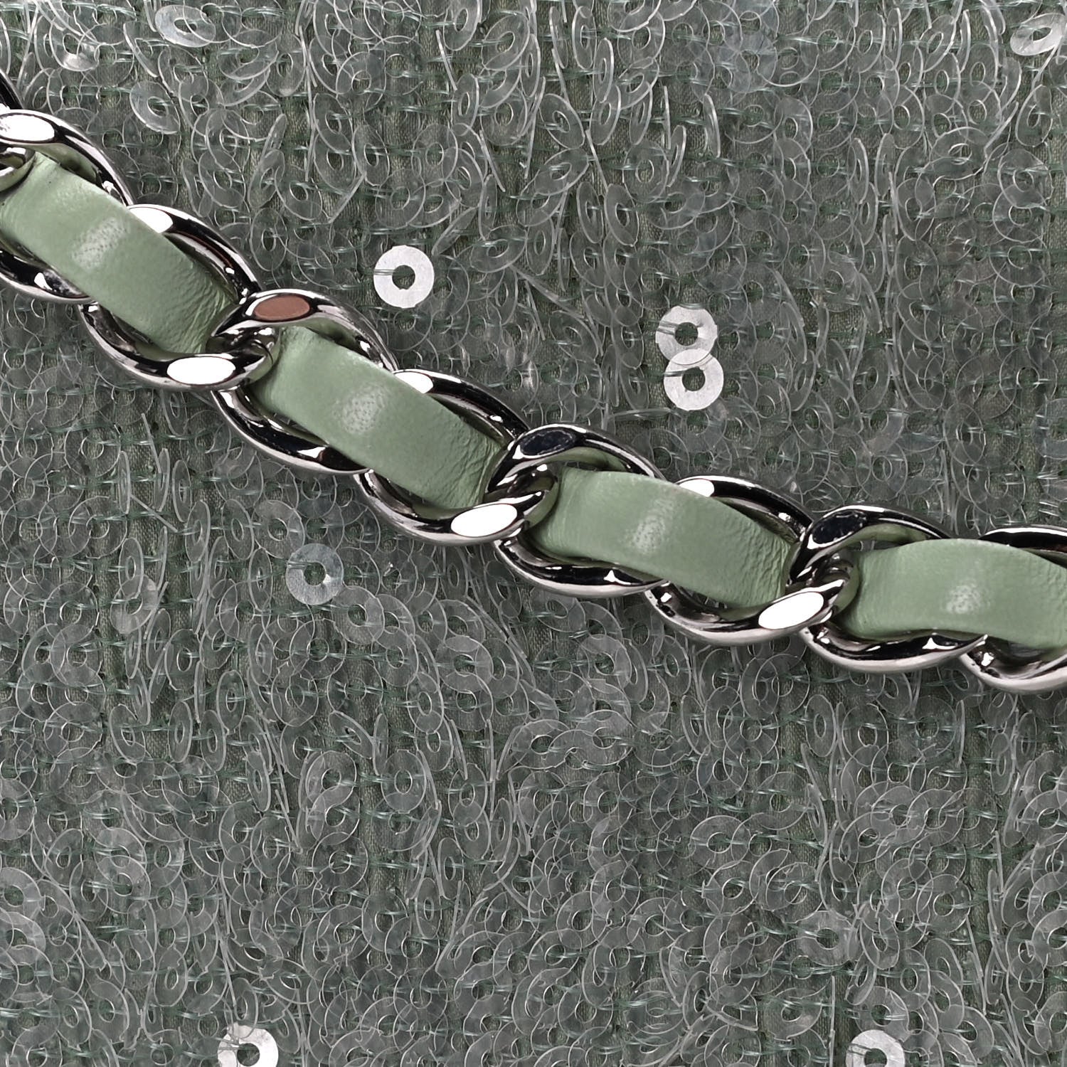 Chanel Sequin Mini Waterfall Flap Green Light Green Yellow 17 of 18