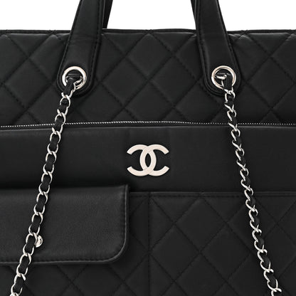 Chanel Calfskin Quilted Ultra Pocket Shopping Tote Black 8 of 10