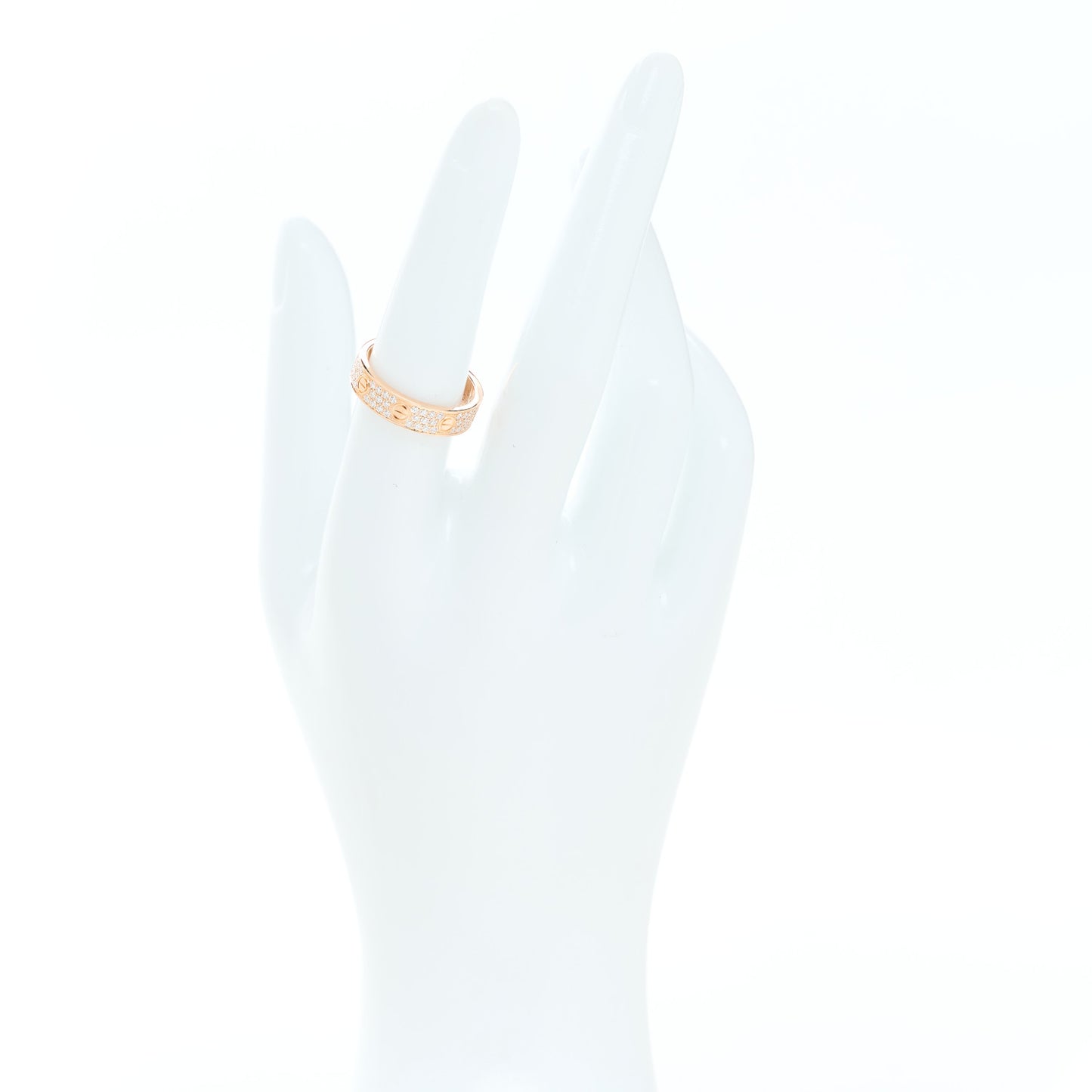 18K Pink Gold Diamond Small LOVE Paved Ring 54 7
