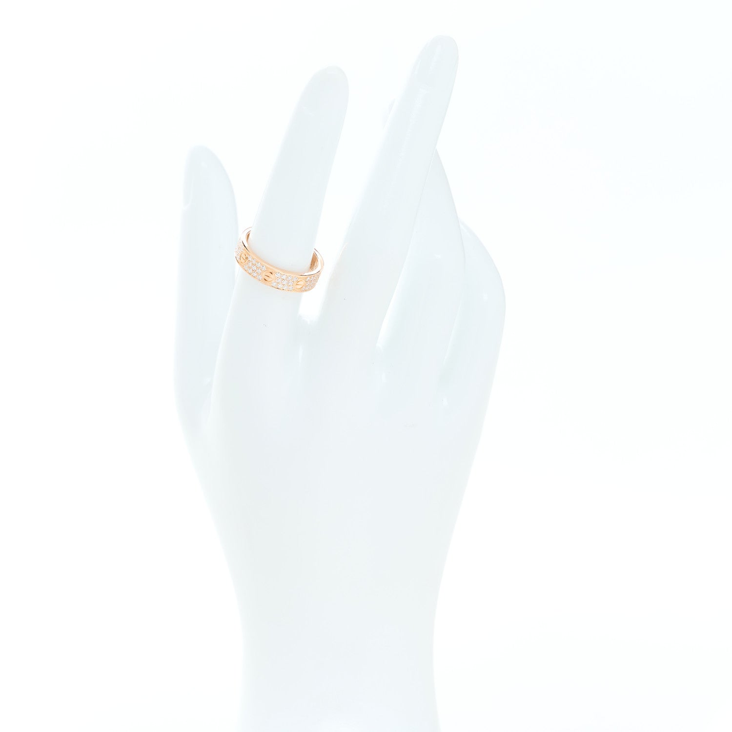 Cartier 18K Pink Gold Diamond Small LOVE Paved Ring 54 7 2 of 5