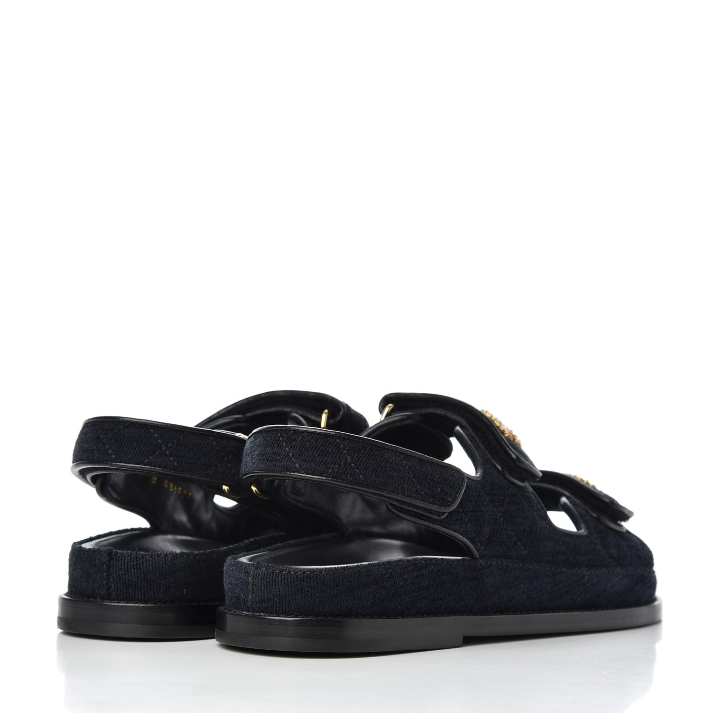 Velvet Velcro Dad Sandals 37 Navy Blue