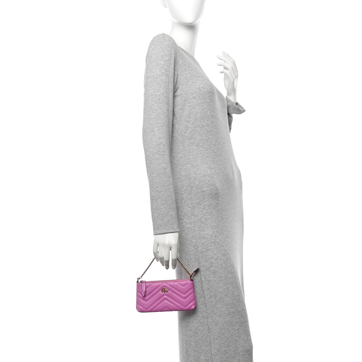 Calfskin Matelasse Mini GG Marmont Chain Bag Candy Mousse