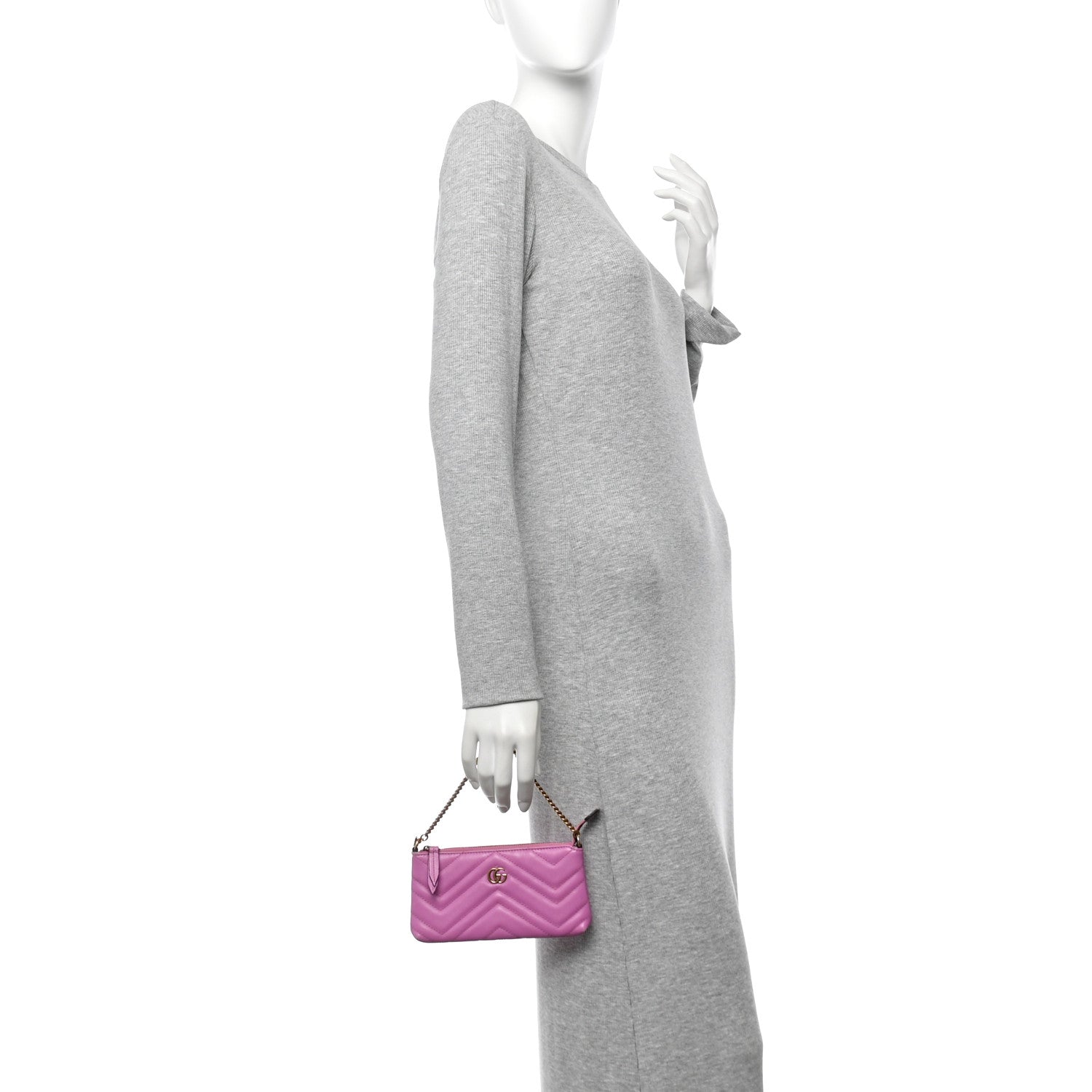 Gucci Calfskin Matelasse Mini GG Marmont Chain Bag Candy Mousse 2 of 14