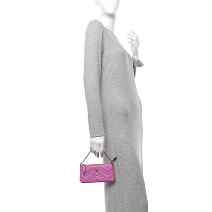 Gucci Calfskin Matelasse Mini GG Marmont Chain Bag Candy Mousse 2 of 14