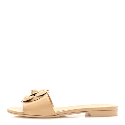 Chanel Lambskin Camellia Slide Sandals 39 Beige 1 of 8