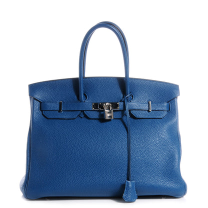 Hermes Taurillon Clemence Birkin 35 Bleu Thalassa 1 of 9