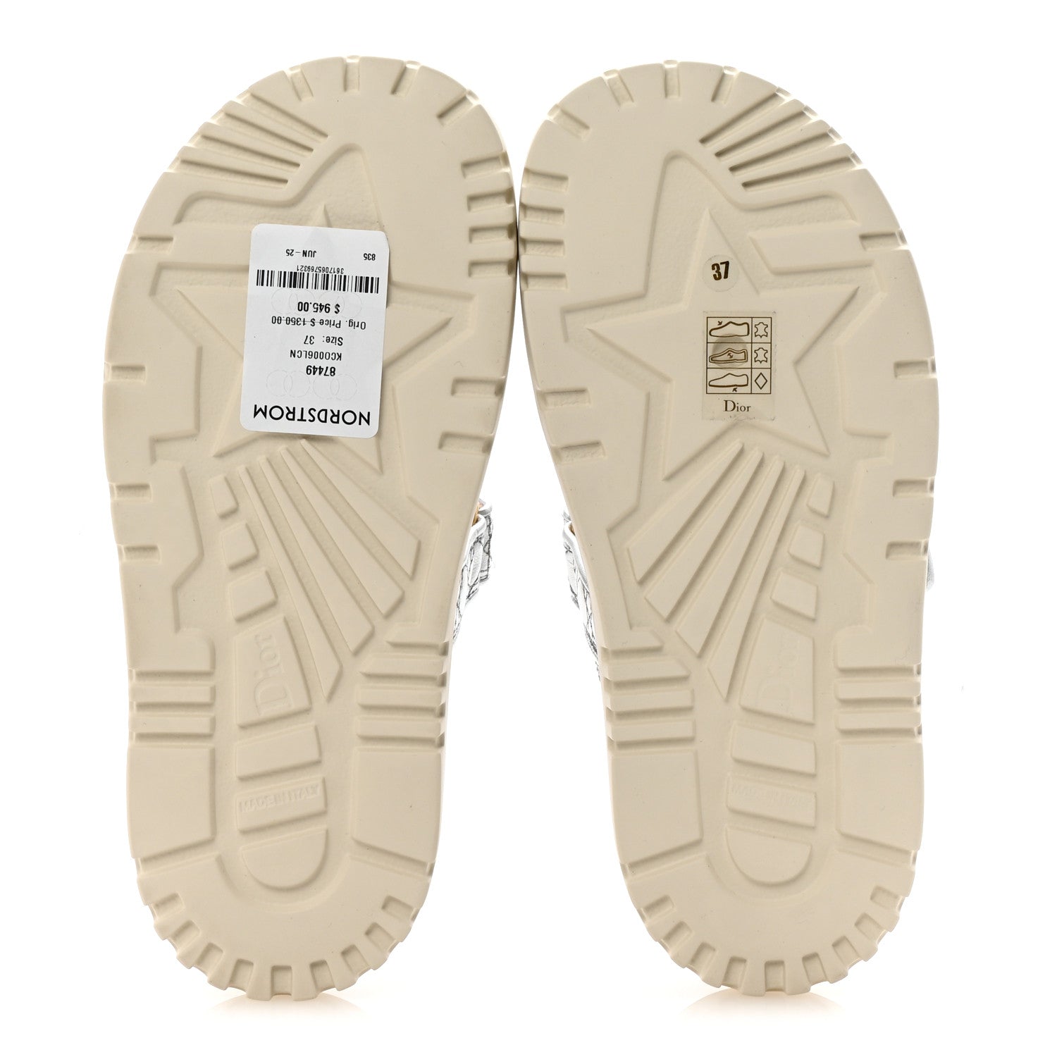 Christian Dior Laminated Sheepskin Cannage Dior Or Dioract Slide Sandals 37 Steel 6 of 9