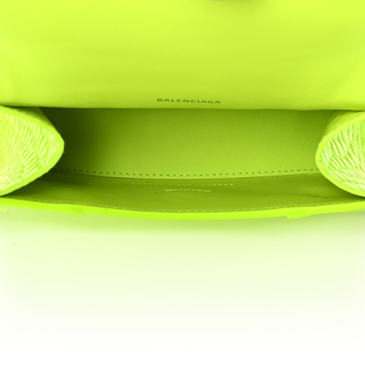 Shiny Calfskin Crocodile Embossed Hourglass Top Handle Bag XS Fluo Yellow