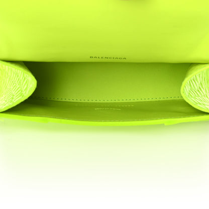 Balenciaga Shiny Calfskin Crocodile Embossed Hourglass Top Handle Bag XS Fluo Yellow 5 of 12