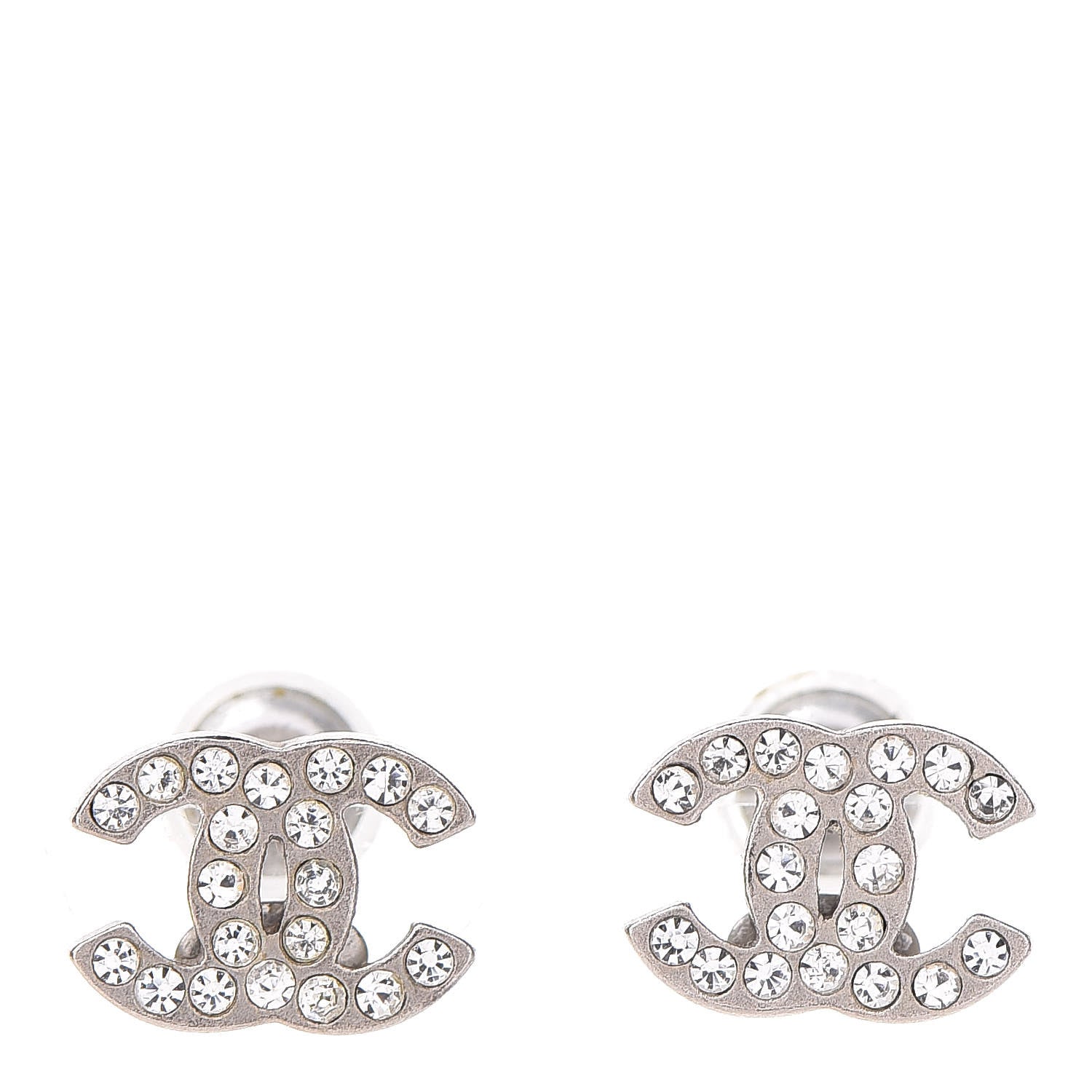 Chanel Crystal Mini Timeless CC Earrings Silver 1 of 4