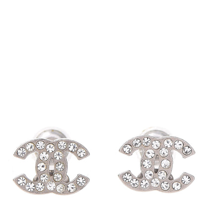 Chanel Crystal Mini Timeless CC Earrings Silver 1 of 4