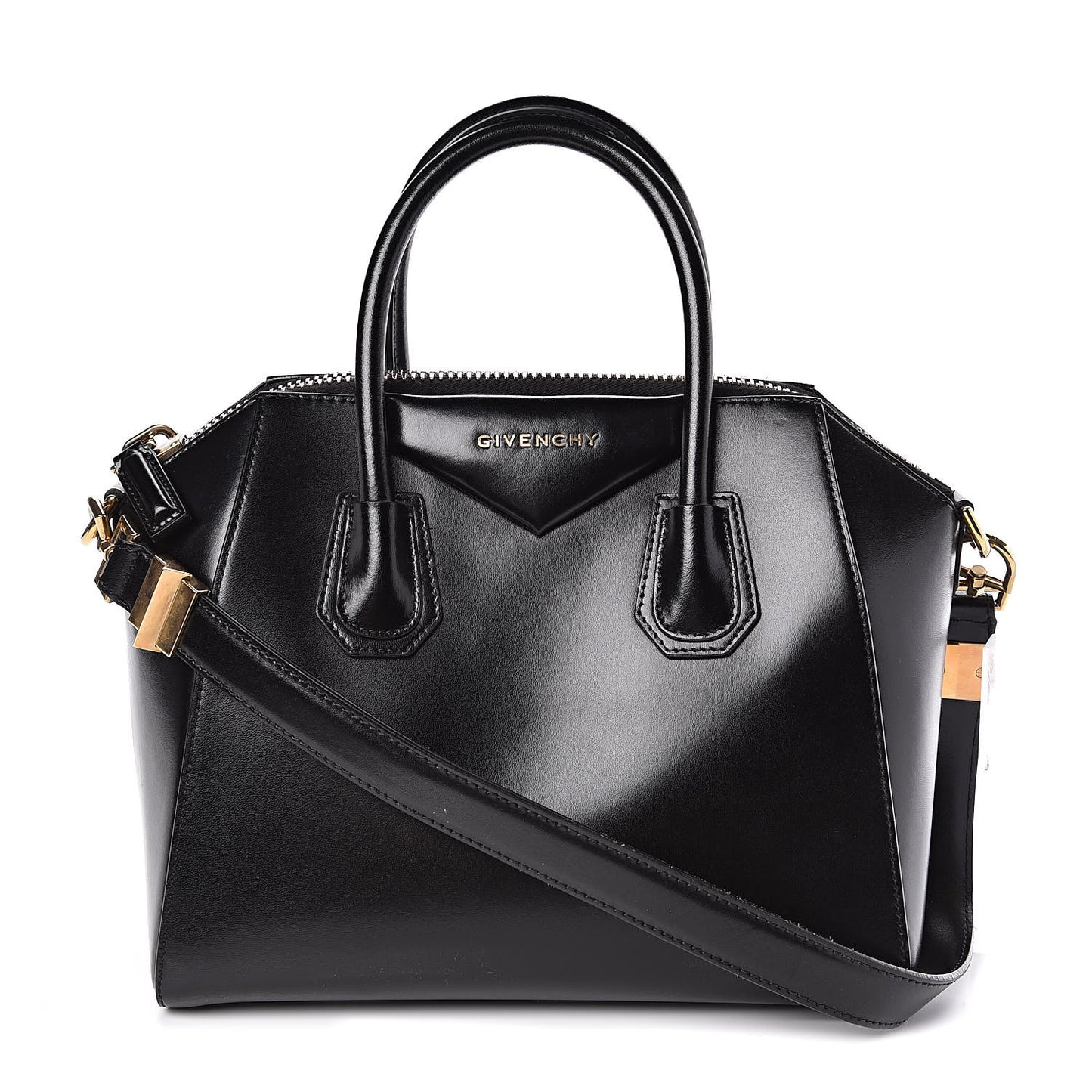 Shiny Lord Calfskin Small Antigona Black