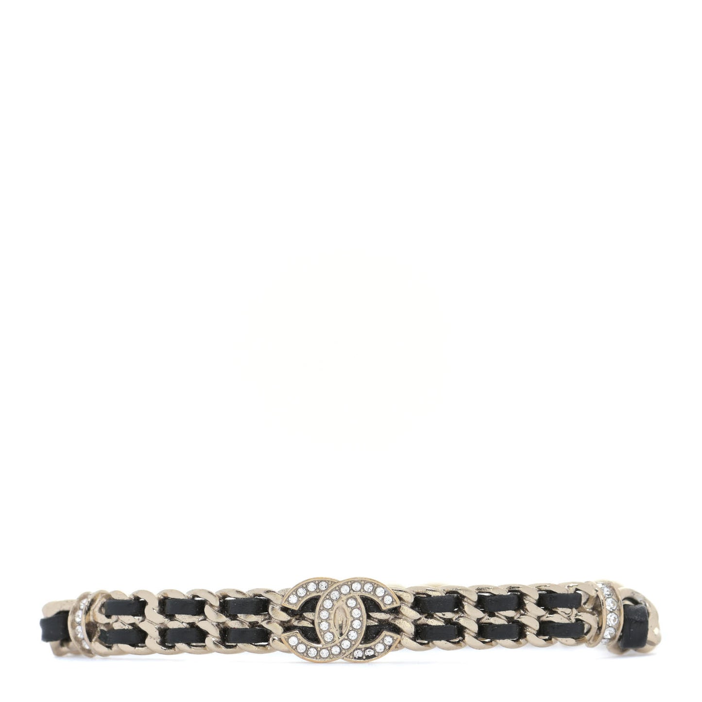 Lambskin Crystal CC Chain Bracelet Gold Black
