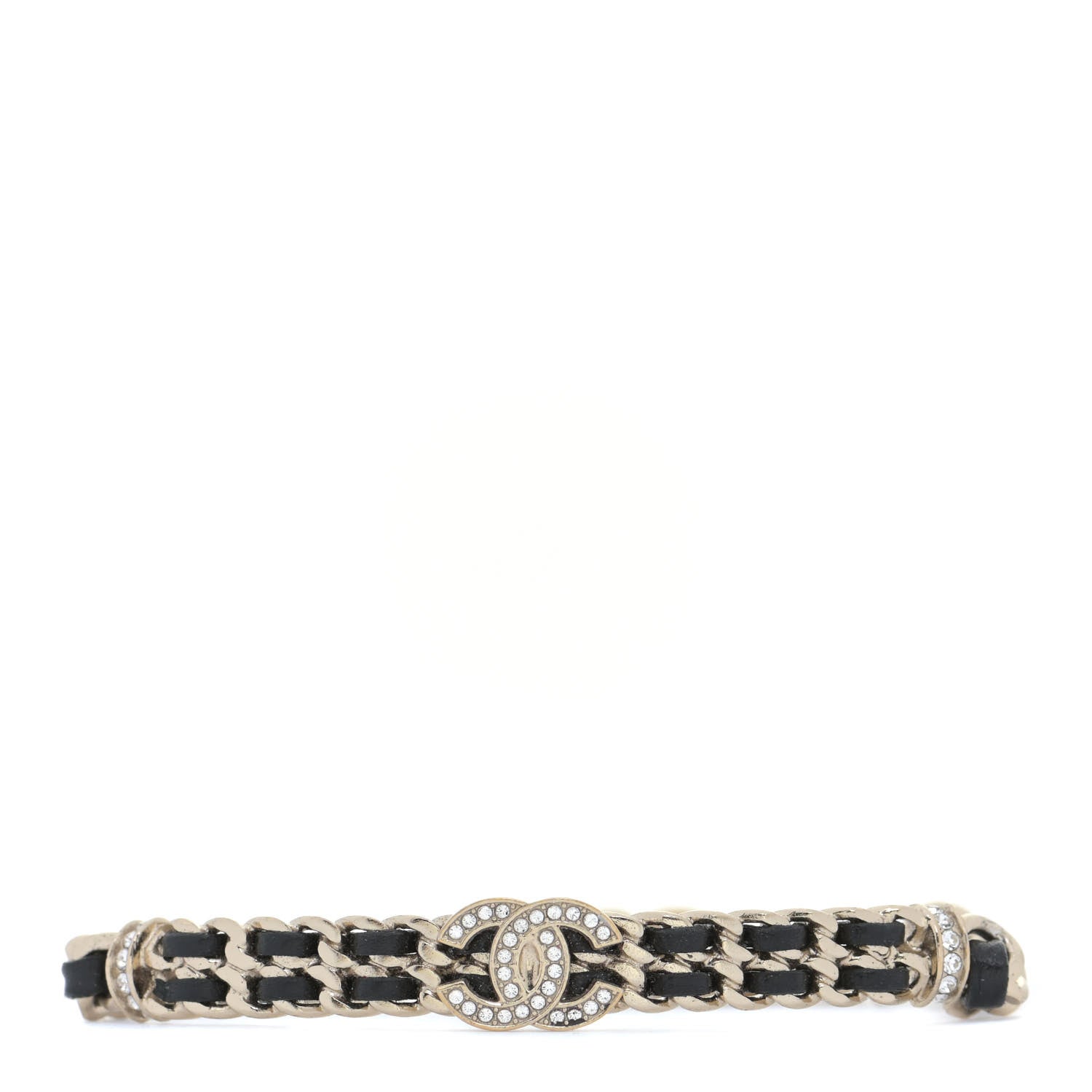 Chanel Lambskin Crystal CC Chain Bracelet Gold Black 1 of 9