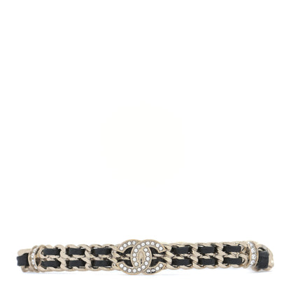Chanel Lambskin Crystal CC Chain Bracelet Gold Black 1 of 9